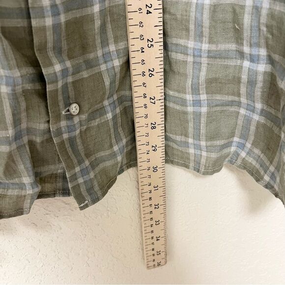 Peter Millar 100% Linen Button-Up Shirt Green Plaid Size XXL - Picture 2 of 6